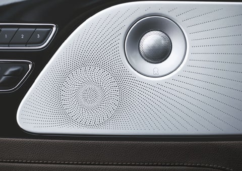 Two speakers of the available audio system are shown in a 2024 Lincoln Aviator® SUV | Klaben Lincoln in Kent OH