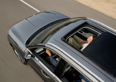 The available panoramic Vista Roof® of a 2027 Lincoln Aviator® SUV is open. | Klaben Lincoln in Kent OH